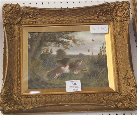 Attributed to George Armfield, oil on board, dogs in a field